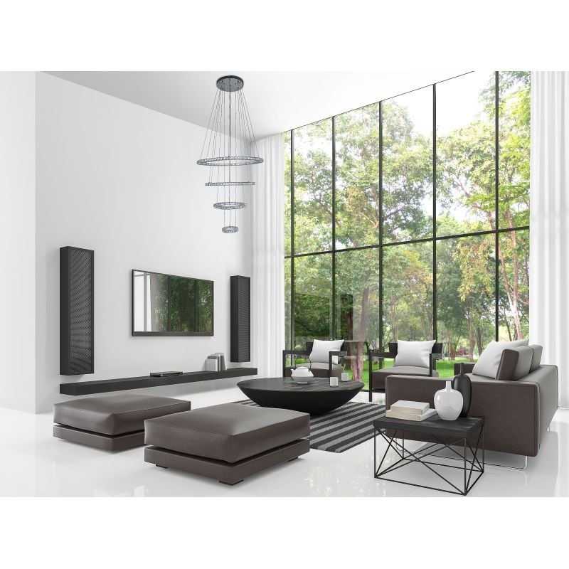 Lustre Pendente 4 Rings LED 154W com Controle Remoto