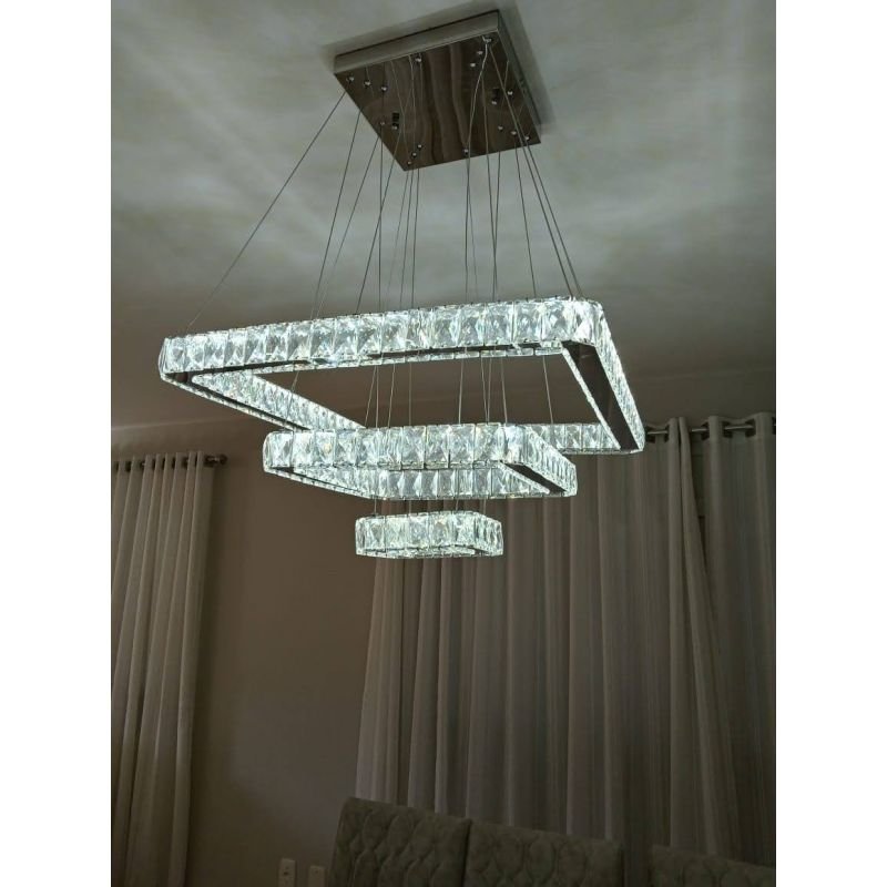 Lustre Pendente Square LED 78W com Controle Remoto