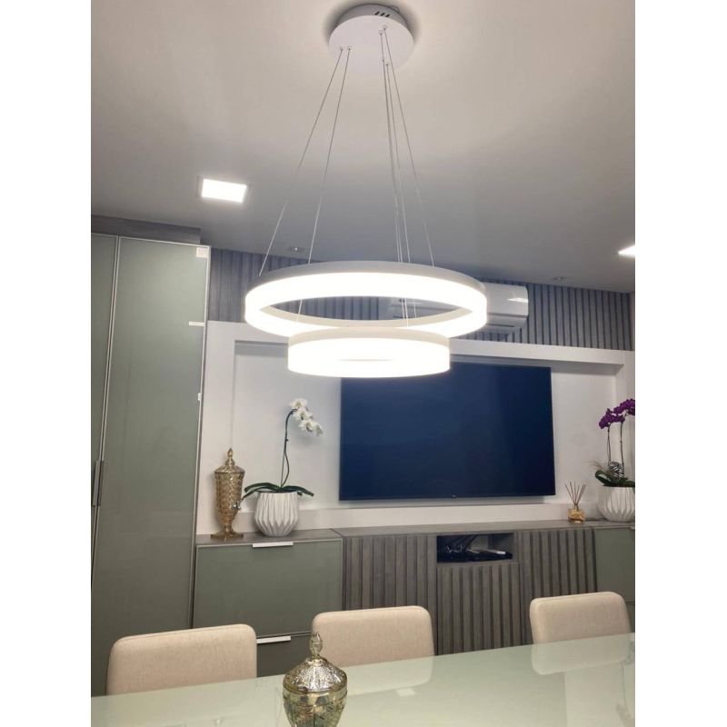 Pendente LED 60W Anéis Duplo Branco 4000K